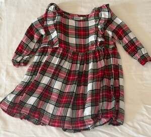 Christmas 9M Girls Dress Carters Red green plaid long sleeve ruffle accents Fall